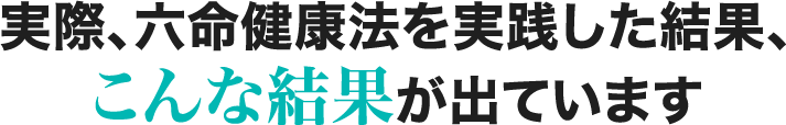 実際、六命健康法を実践した結果、こんな結果が出ています